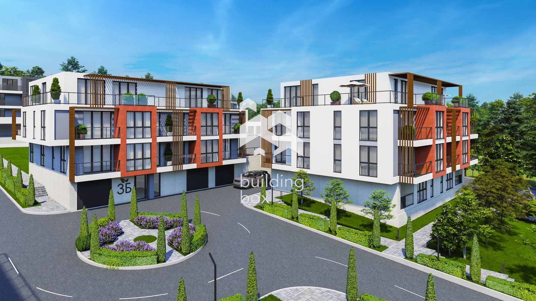 Тристаен апартамент с лаундж тераса в затворен комплекс в парк с морска панорама - 0