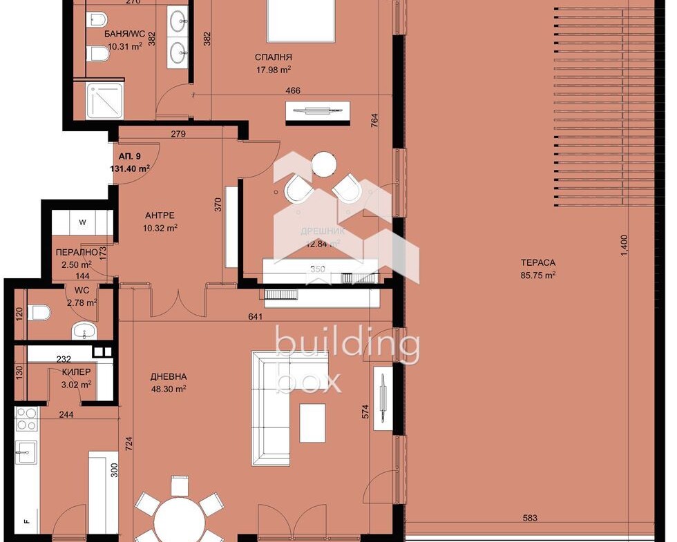 Тристаен апартамент с лаундж тераса в затворен комплекс в парк с морска панорама - 0