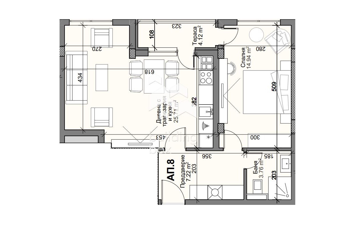 Обзаведен двустаен апартамент - кв. Кършияка - 0