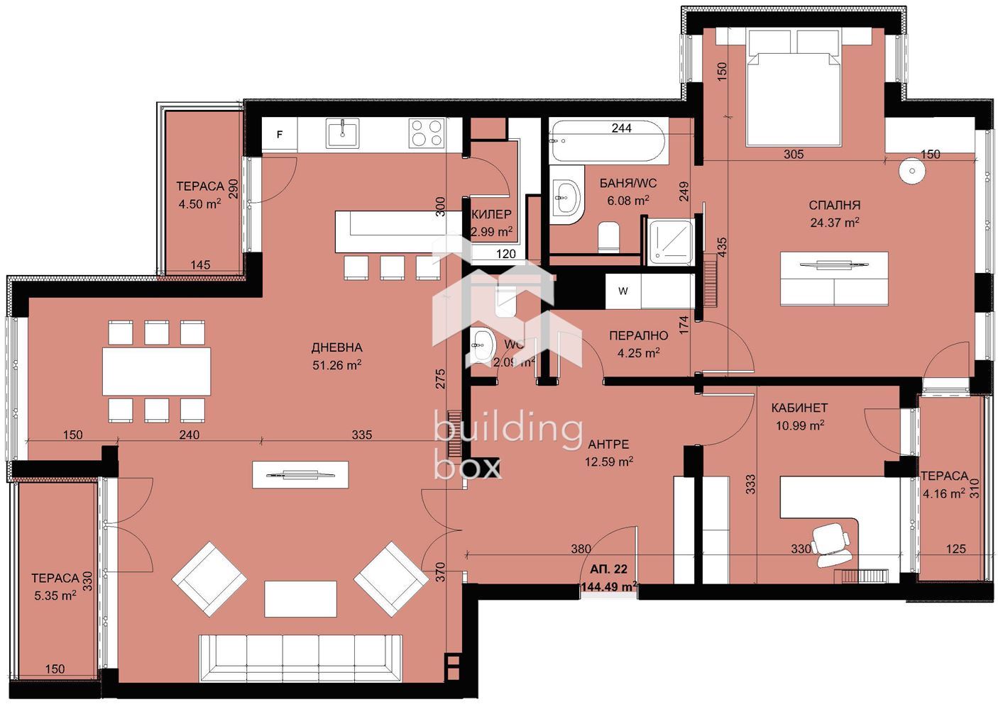 Тристаен апартамент в затворен комплекс в парк с морска панорама - 0