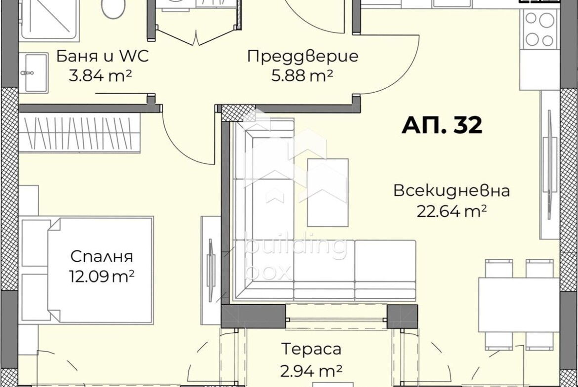 Апартамент с една спалня - кв. Христо Смирненски - 0