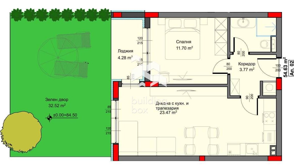 Двустаен апартамент с двор в новострояща се сграда - 0