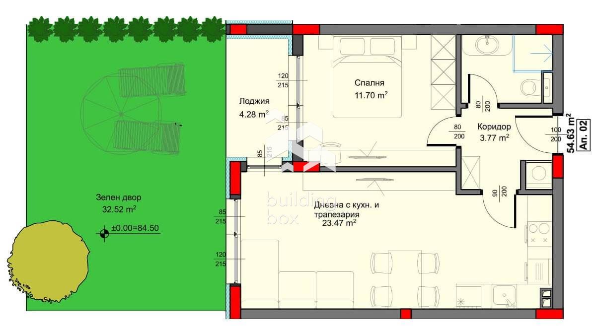 Двустаен апартамент с двор в новострояща се сграда - 0