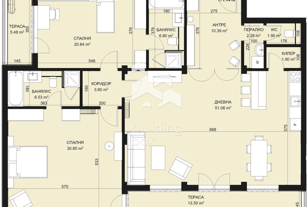 Тристаен апартамент в затворен комплекс в парк с морска панорама - 0