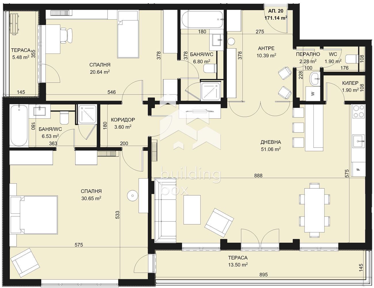 Тристаен апартамент в затворен комплекс в парк с морска панорама - 0