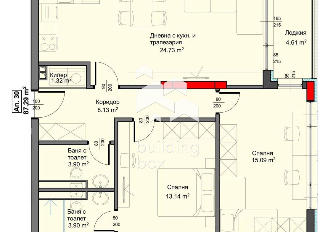 Тристаен апартамент в новострояща се сграда - 0