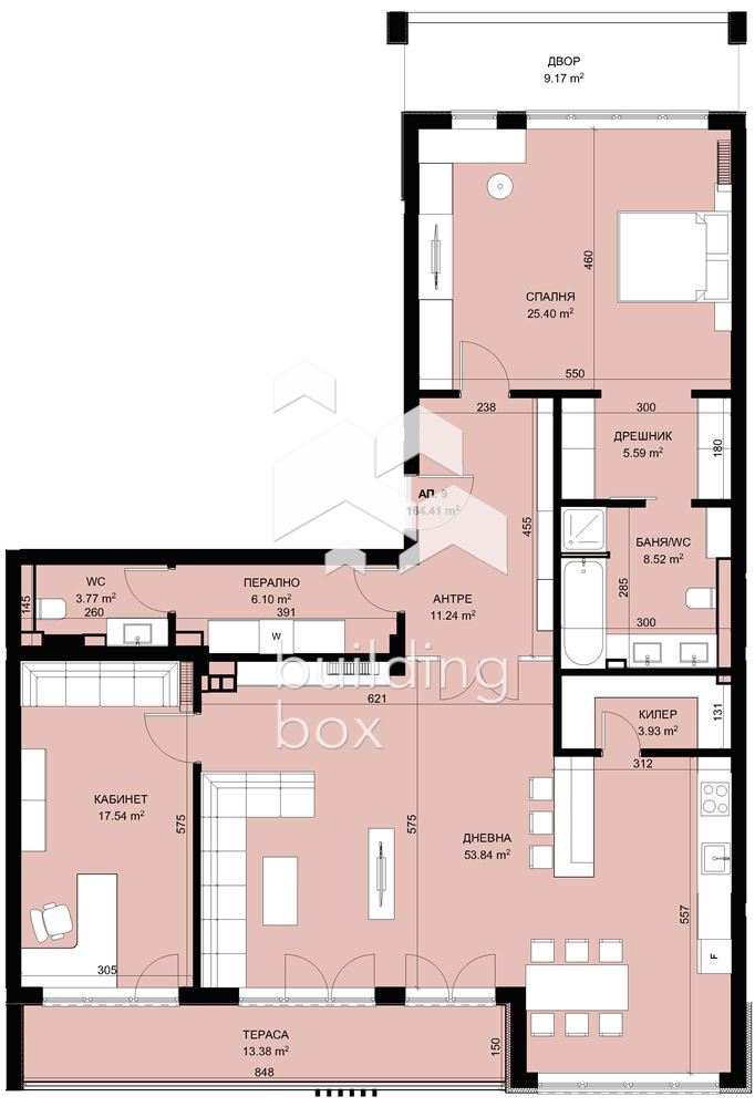 Тристаен апартамент с двор в затворен комплекс в парк с морска панорама - 0