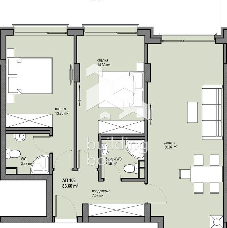 Тристаен апартамент в новострояща се сграда близо до бъдеща метростанция в квартал Левски Г - 0