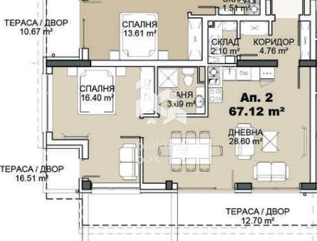 Двустаен апартамент в ж.к. Гърдова Глава - 0