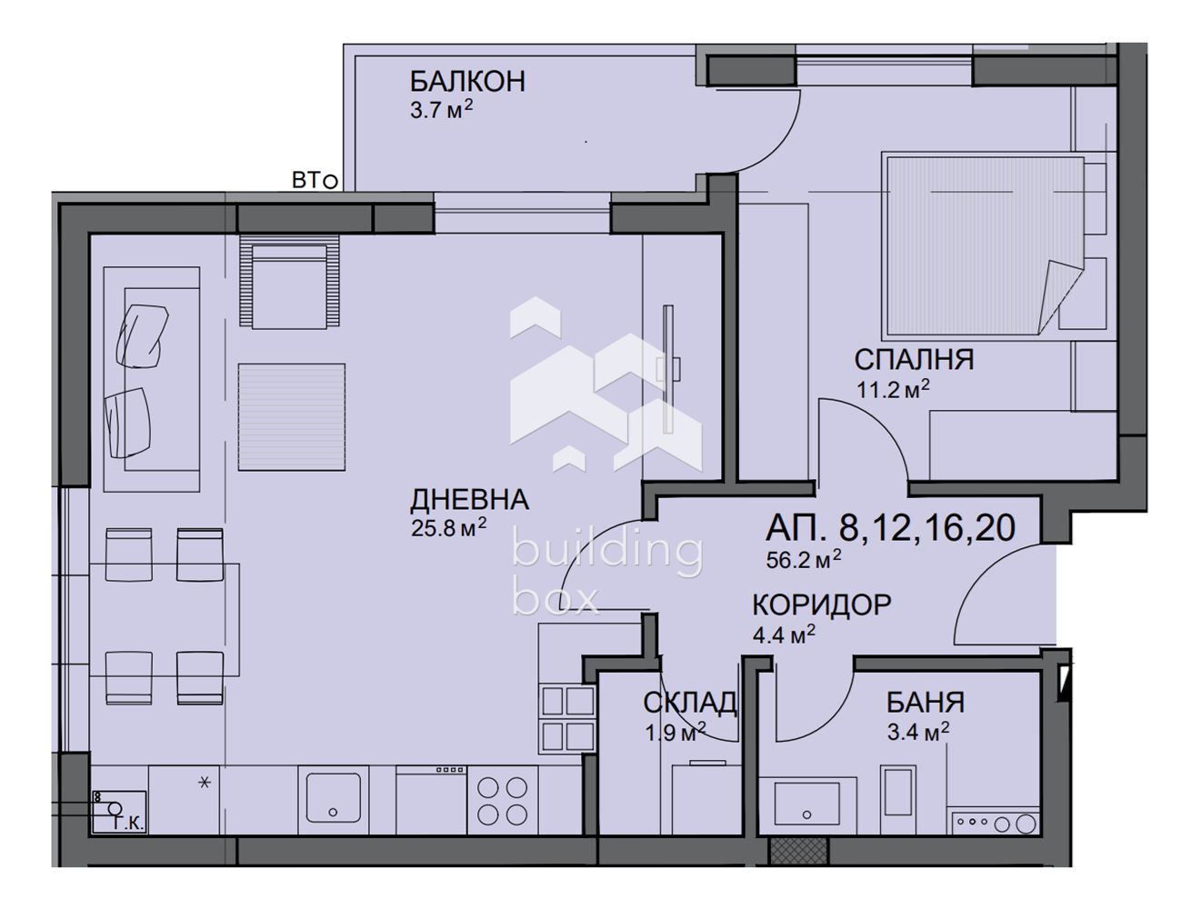 Двустаен в кв.Малинова долина с Акт14, до НСА - 0
