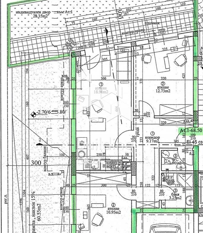 Тристаен апартамент с индивидуален двор в новострояща се сграда - кв. Левски - 0