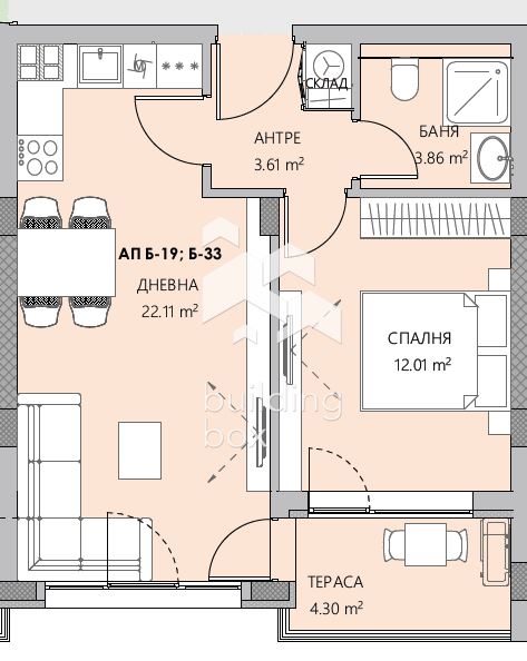 Двустаен апартамент в малка сграда на 3 етажа - 0