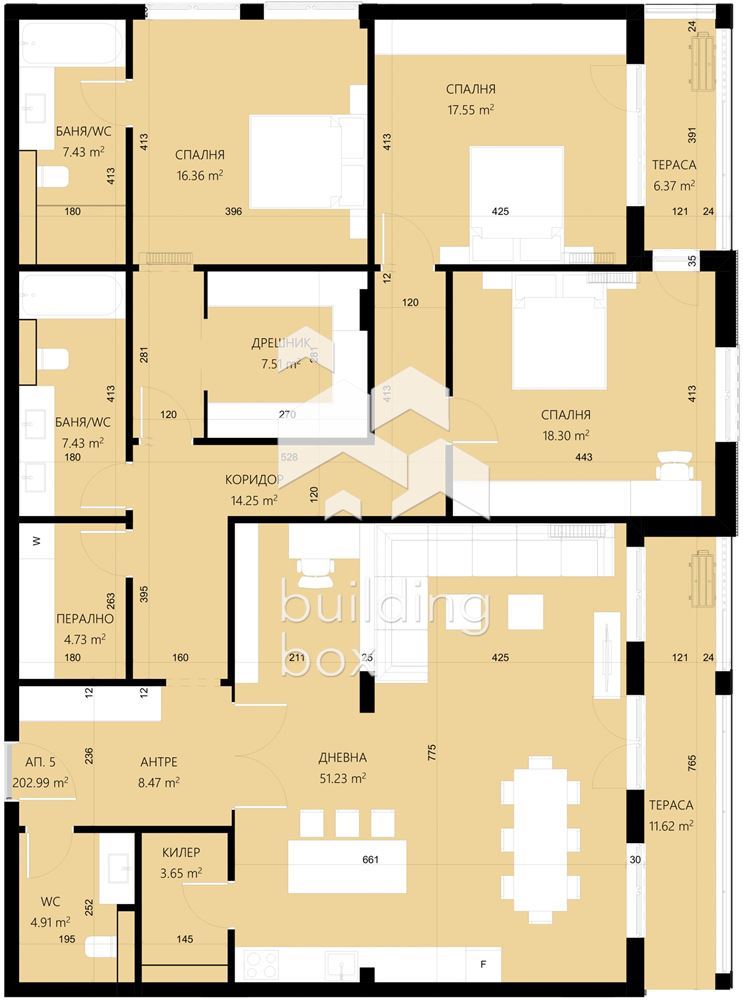 Четиристаен апартамент в затворен комплекс в парк с морска панорама - 0