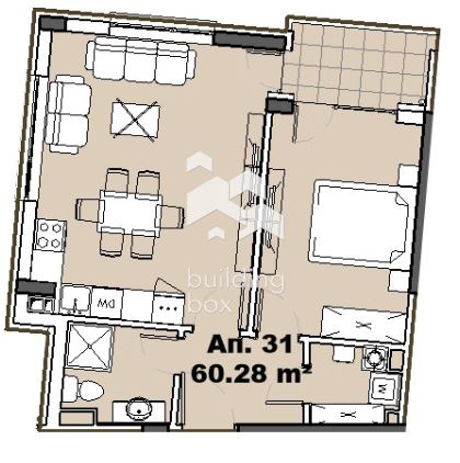 Двустаен апартамент в ж.к. Гърдова Глава - 0