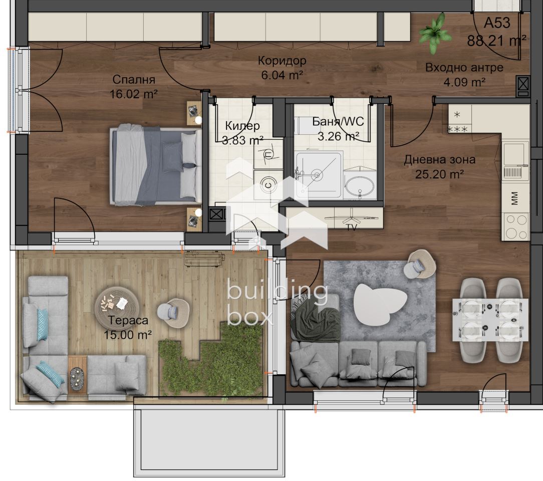 Двустаен апартамент с АКТ 14 - 0