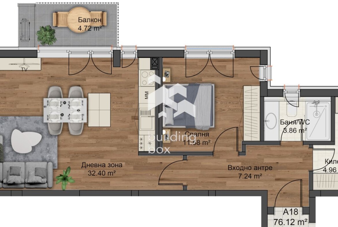 Двустаен апартамент с АКТ 14 - 0