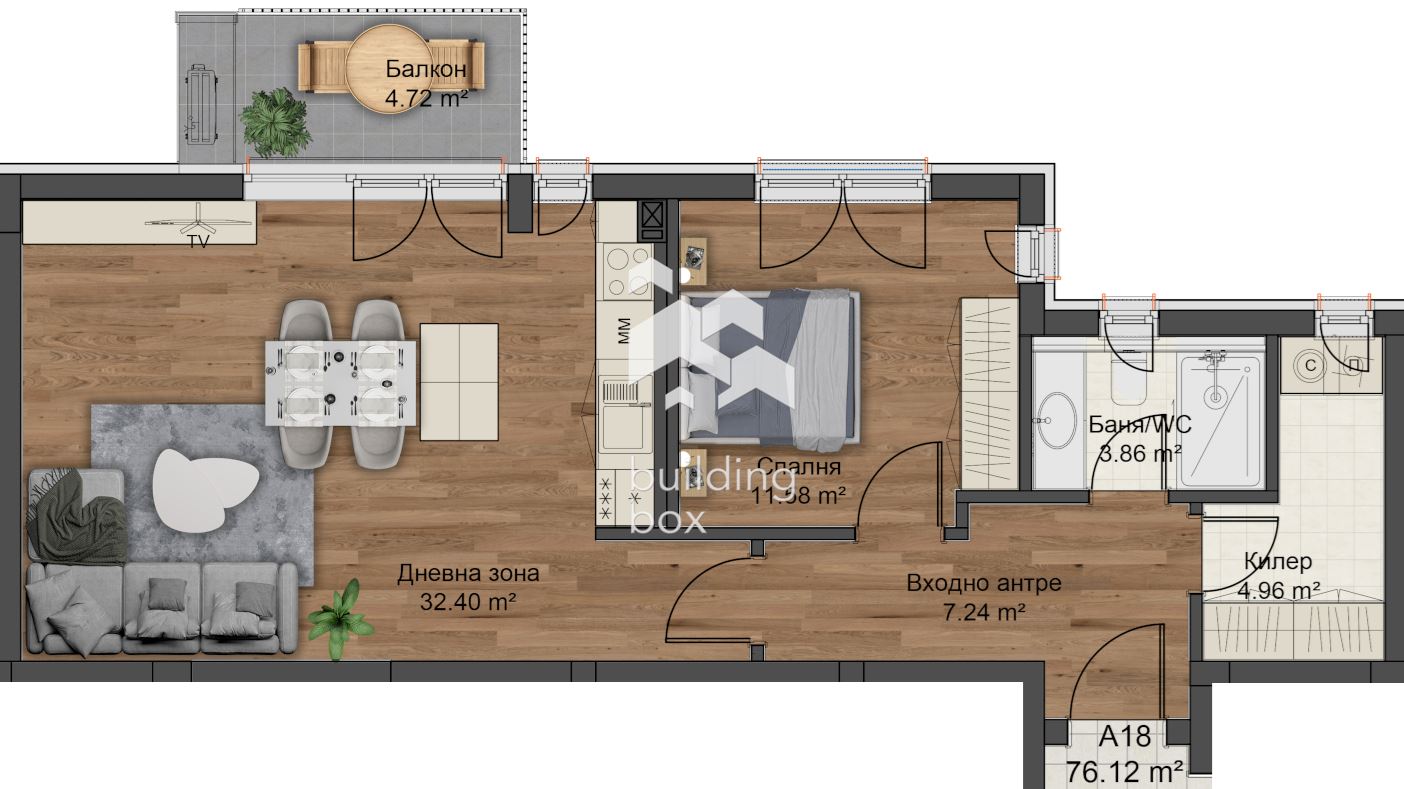Двустаен апартамент с АКТ 14 - 0