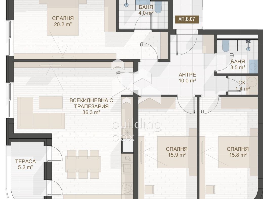 Четиристаен апартамент до "Пеещите фонтани" - 0