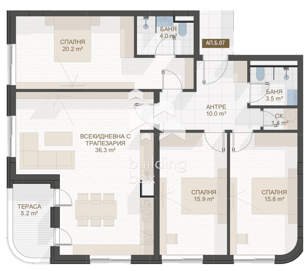 Четиристаен апартамент до "Пеещите фонтани" - 0