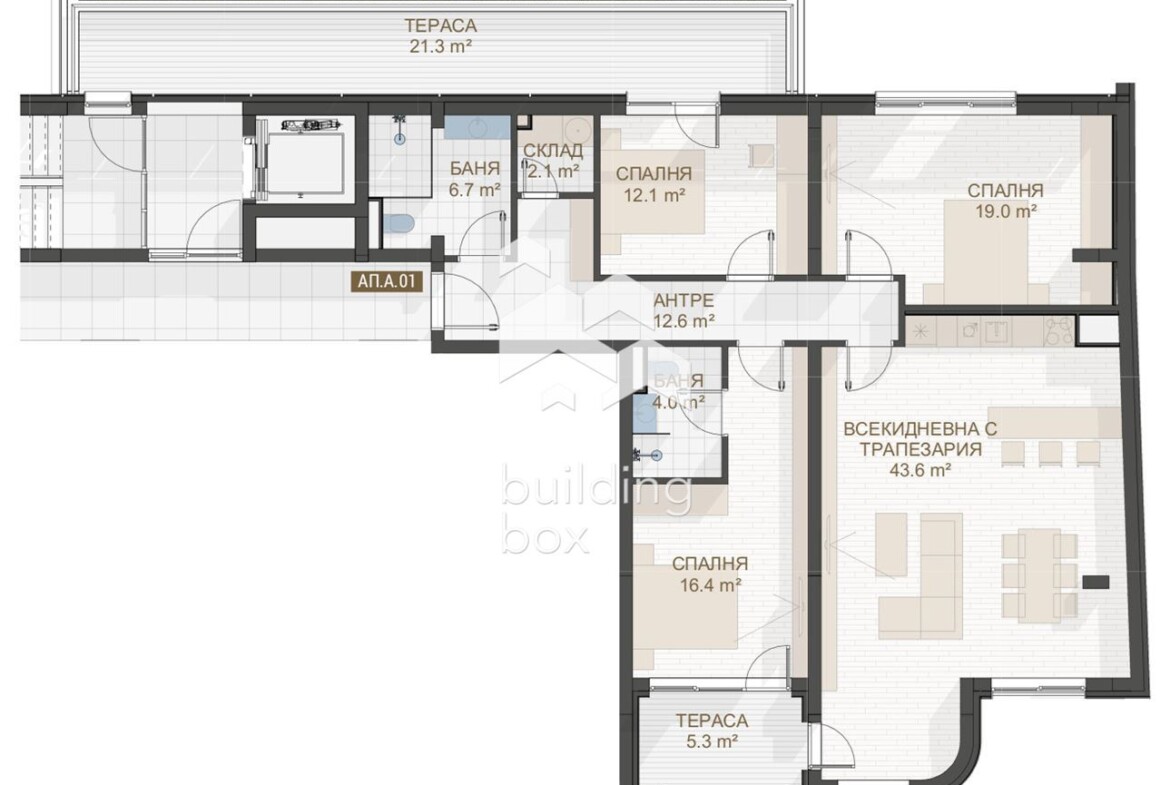 Четиристаен апартамент до "Пеещите фонтани" - 0