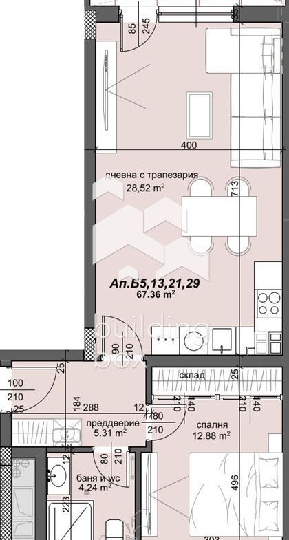 Двустаен апартамент пред АКТ 14 - кв. Тракия - 0