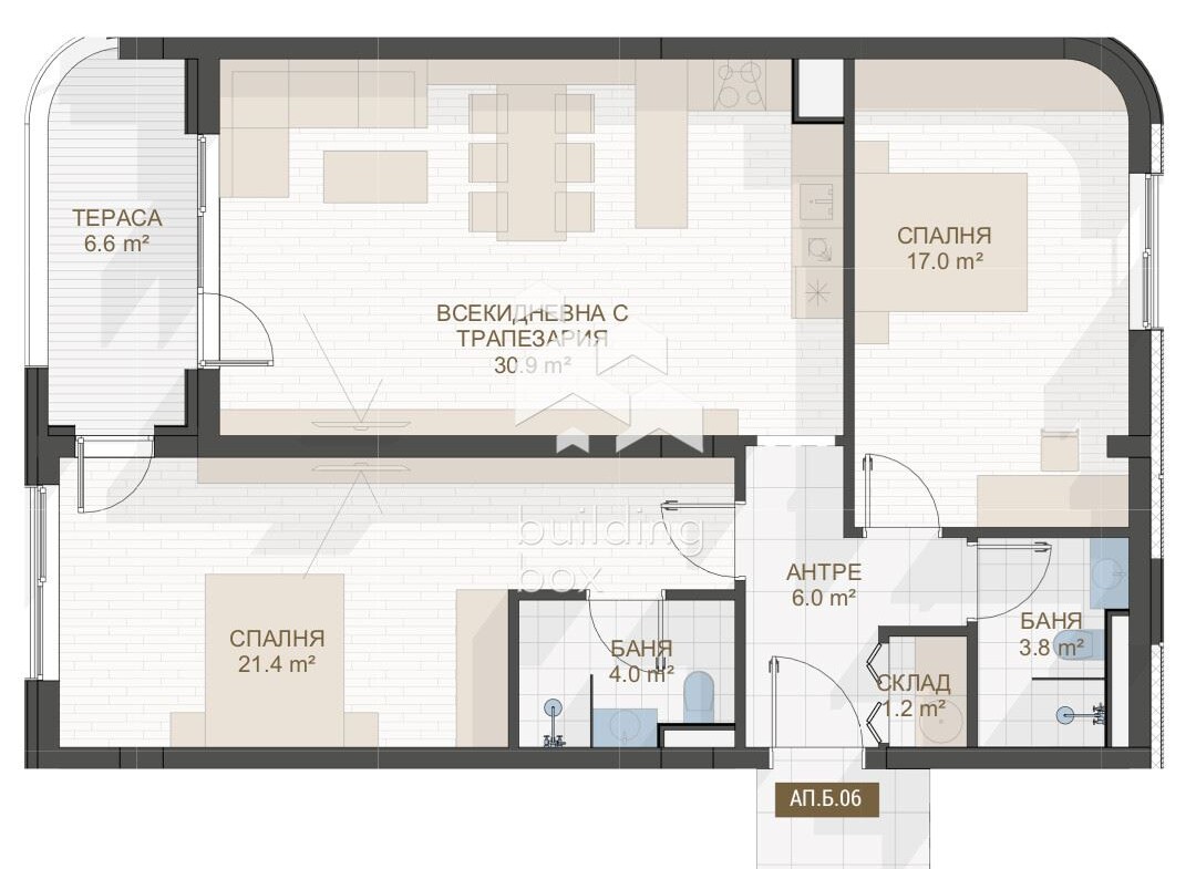 Тристаен апартамент до "Пеещите фонтани" - 0