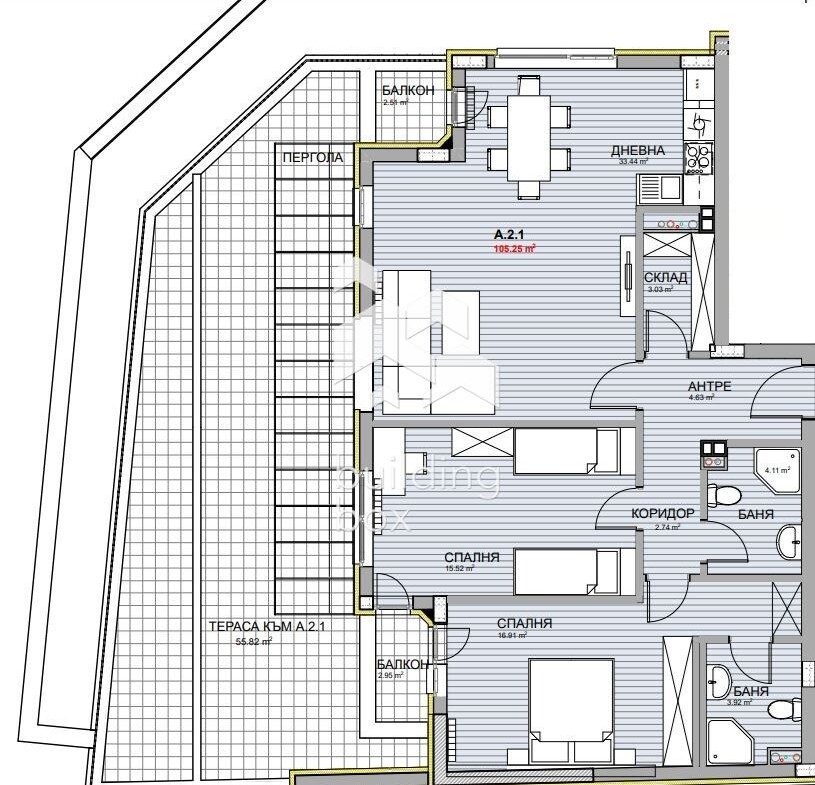 Тристаен апартамент в кв. Красно село - 0
