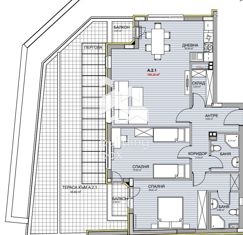 Тристаен апартамент в кв. Красно село - 0