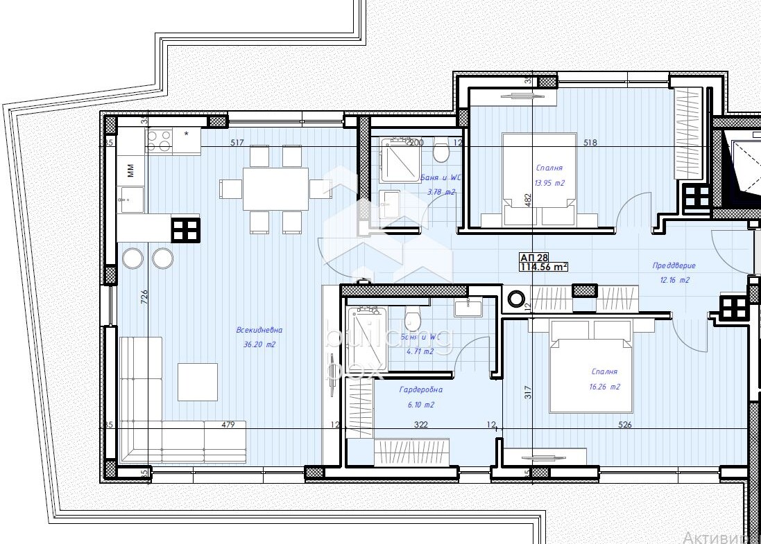 Тристаен апартамент пред АКТ16 - до "ПУ" нова сграда - 0