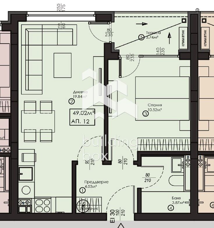 АПАРТАМЕНТ №12 – Двустаен с тераса, кв. Малинова долина - 0
