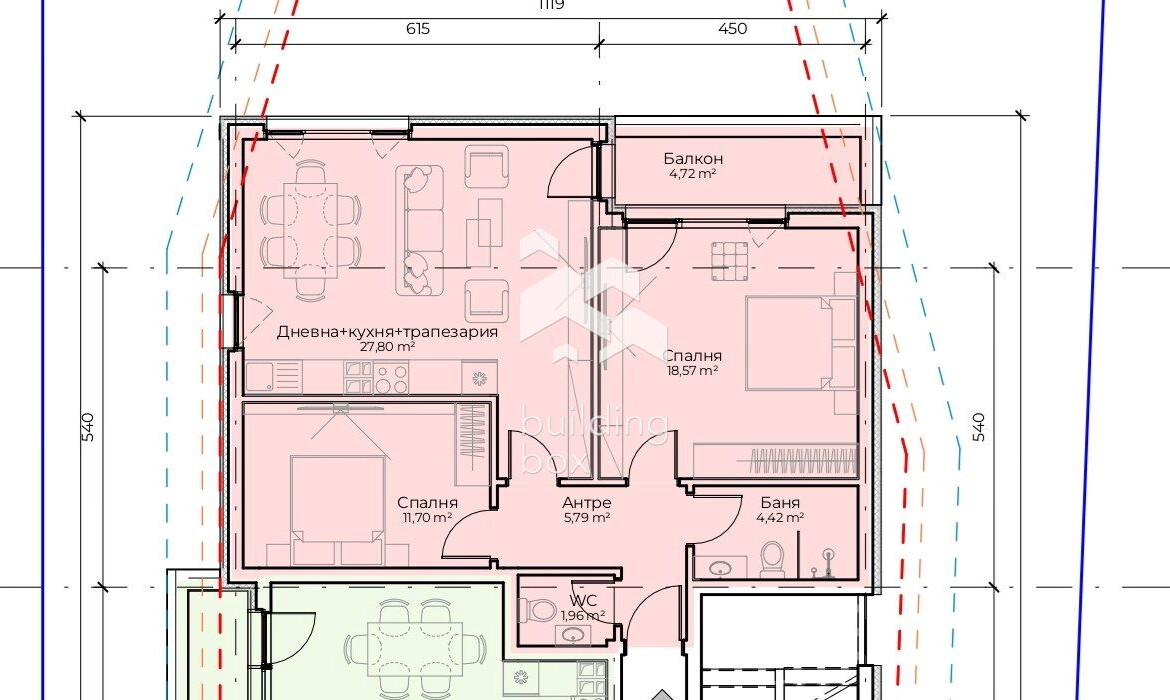 Тристаен апартамент в бутикова сграда в Симеоново - 0