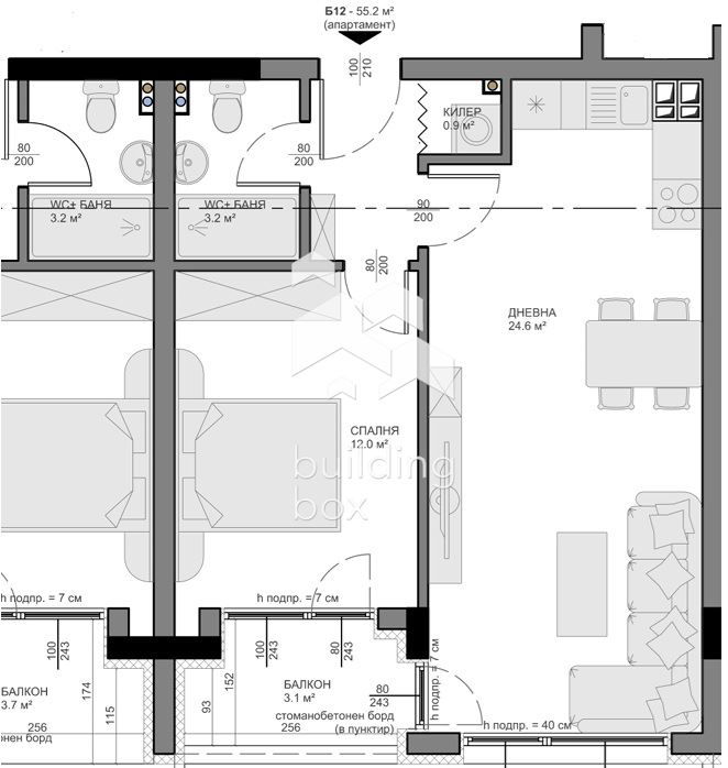 Двустаен апартамент в новострояща се жилищна сграда - 0