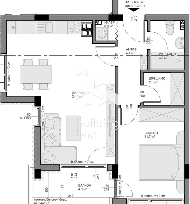 Двустаен апартамент в новострояща се жилищна сграда - 0