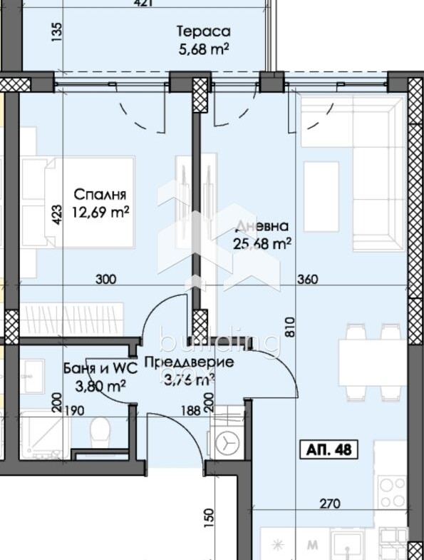 Двустаен западен апартамент ново строителство до Мол Плаза - 0