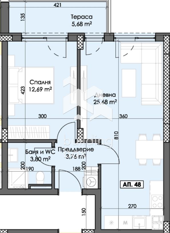 Двустаен западен апартамент ново строителство до Мол Плаза