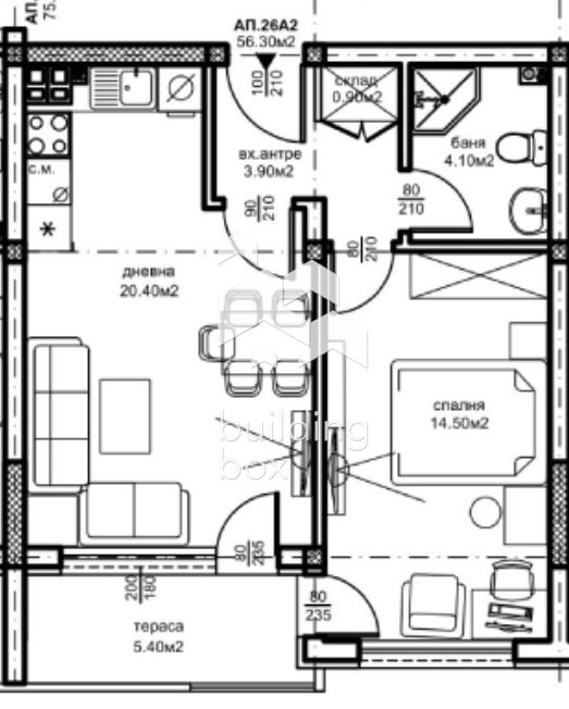 Двустаен апартамент в Южен