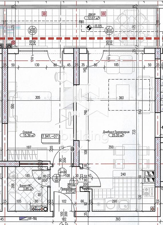 Двустаен апртамент със собствен двор 12 м2. - 0