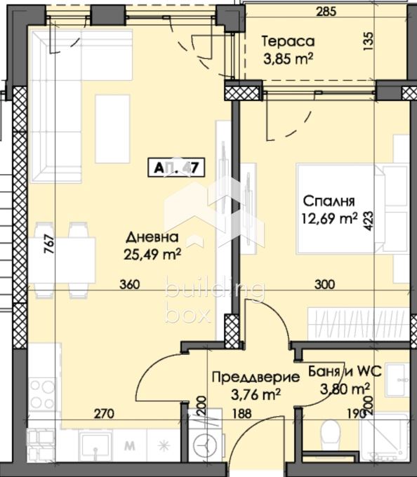 Двустаен апартамент в новострояща се сграда до МОЛ Плаза