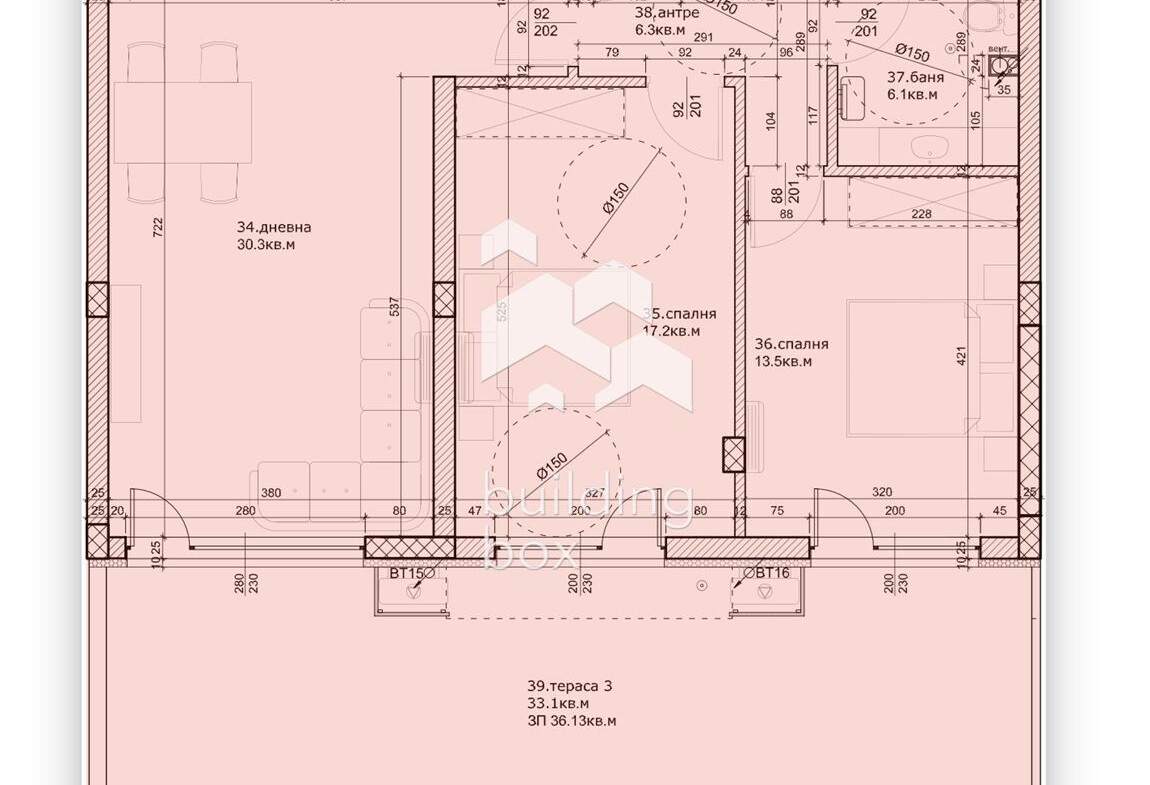 Тристаен апартамент с двор - 0