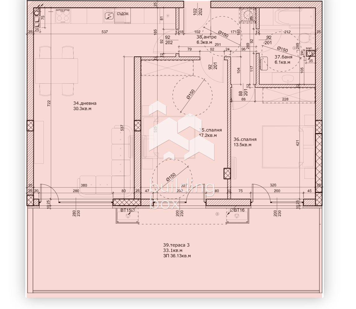 Тристаен апартамент с двор - 0