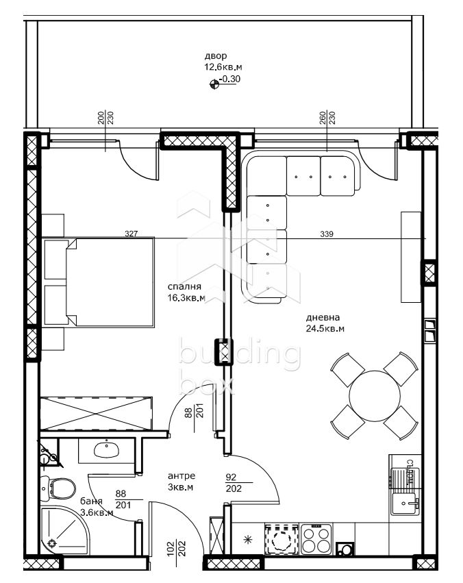 Двустаен апартамент с двор - 0
