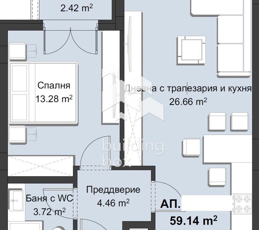 Двустаен апартамент в Смирненски - 0