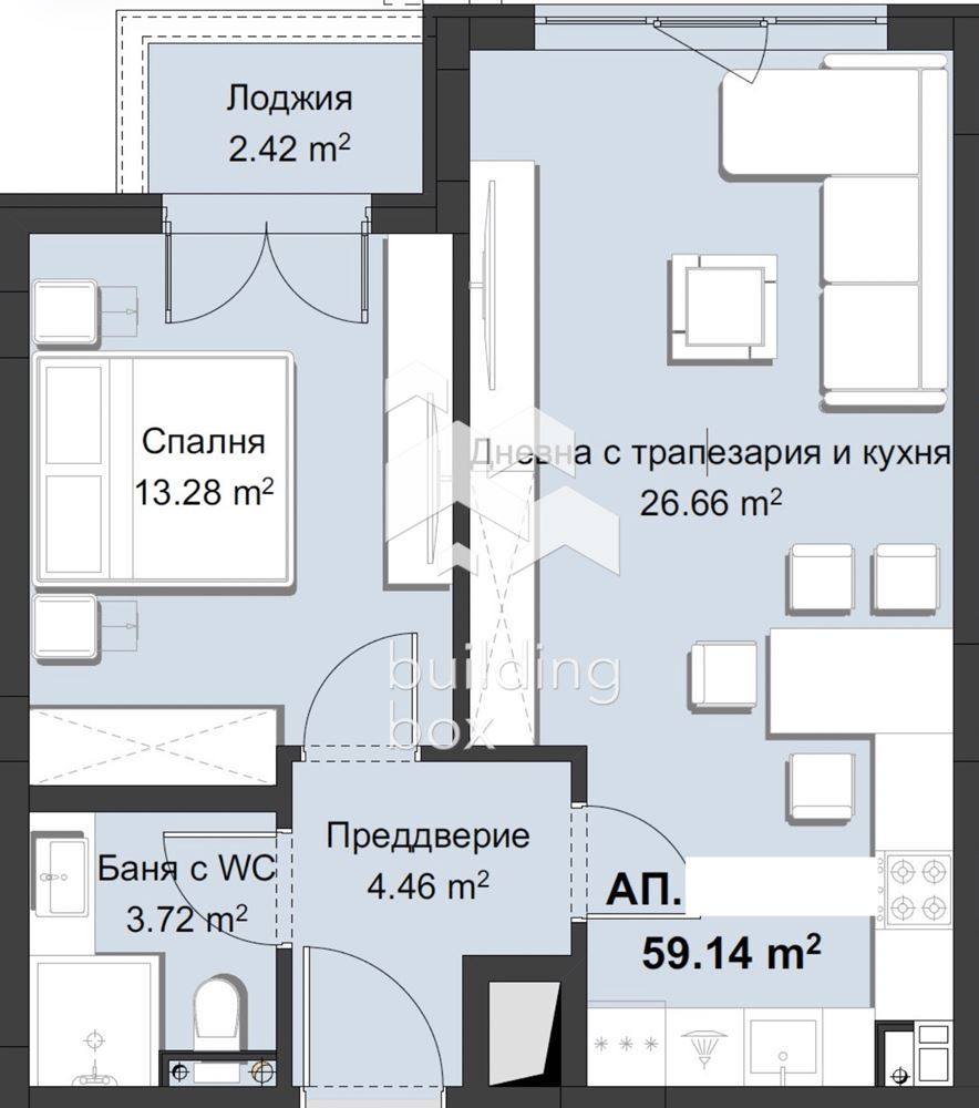 Двустаен апартамент в Смирненски - 0
