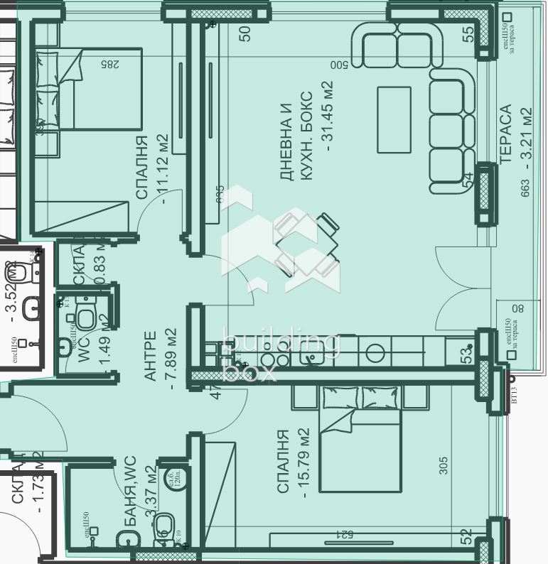 Тристаен апартамент в гр. Пловдив.