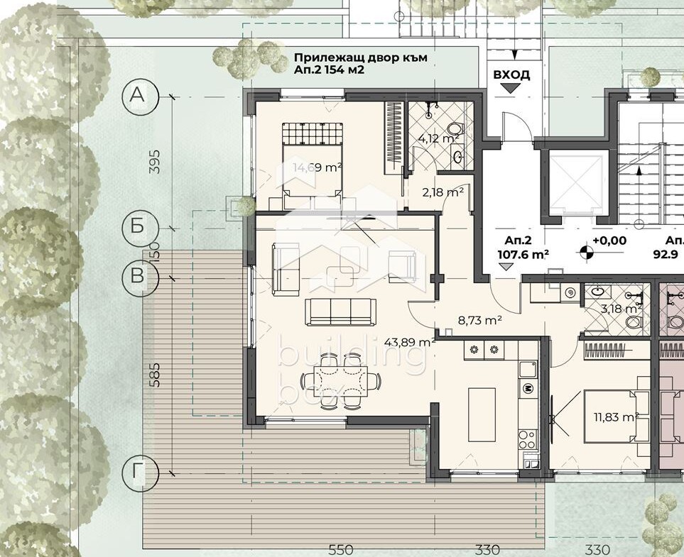 Просторен 3-стаен апартамент с двор в сграда 5 в бутиков комплекс в с.Бистрица - 0