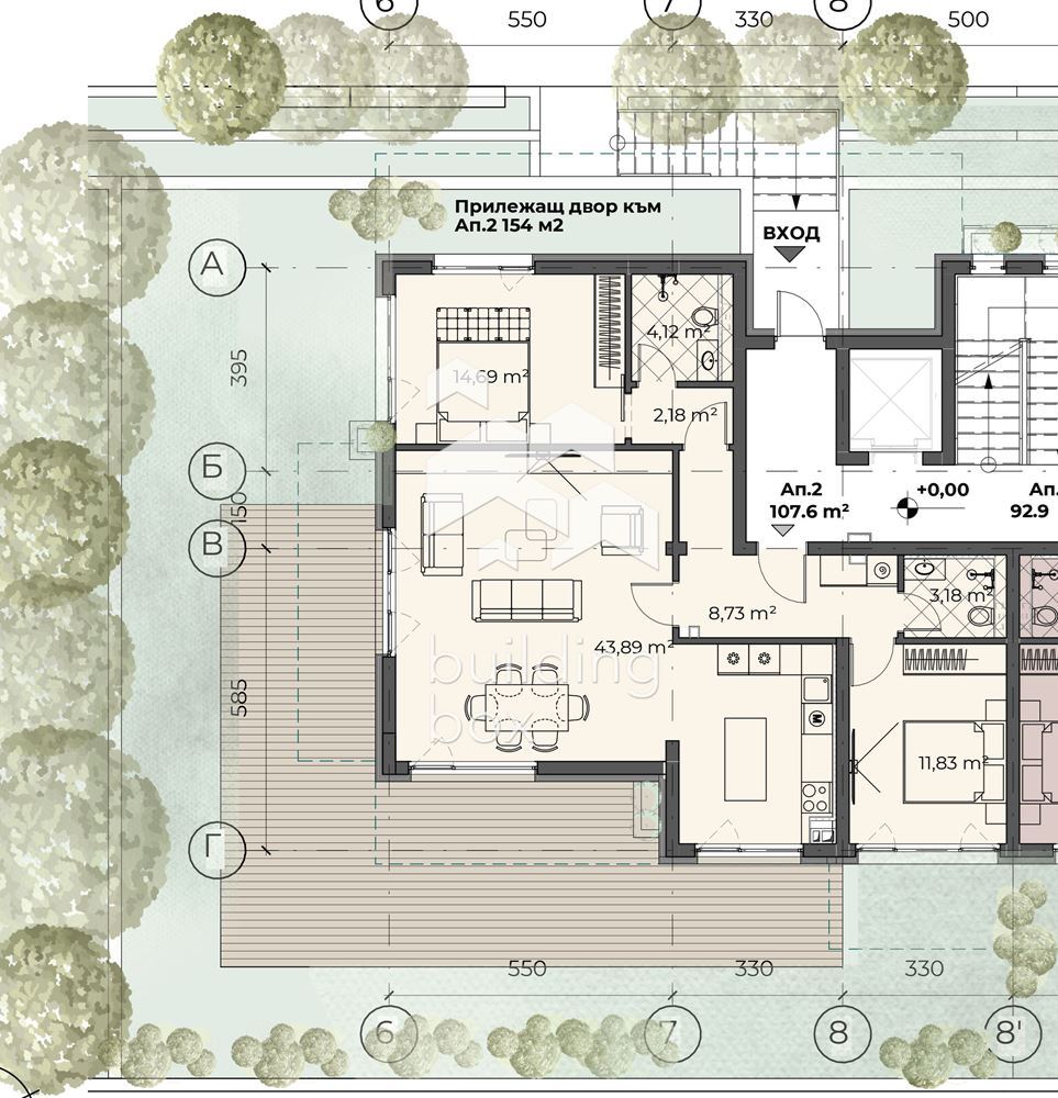 Просторен 3-стаен апартамент с двор в сграда 5 в бутиков комплекс в с.Бистрица - 0