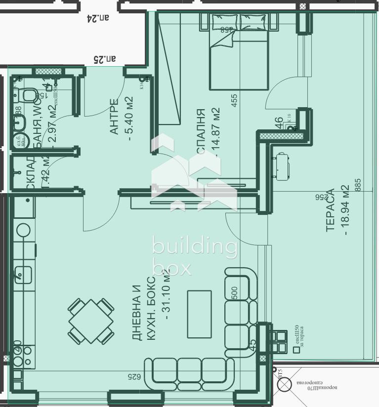 Двустаен апартамент в гр. Пловдив.