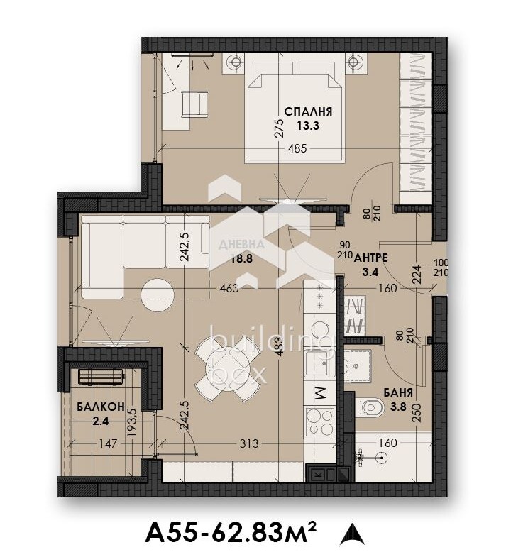 Двустаен апартамент в новострояща се сграда - 0