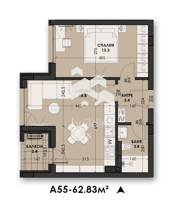 Двустаен апартамент в новострояща се сграда - 0