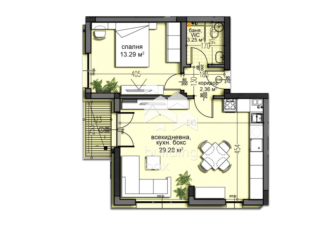 Двустаен апартамент в новострояща се жилищна сграда с Акт 14 - 0